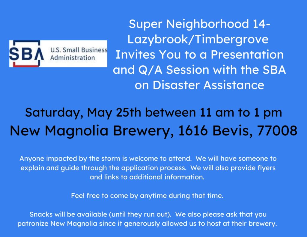 SBA Info Session Sat 5/25  11am-1pm @ New Magnolia